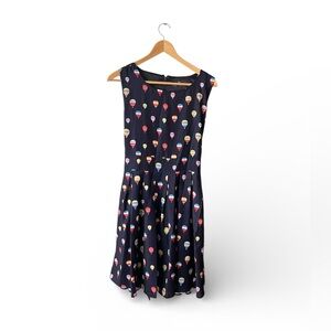 Paper Plane London Hot Air Balloon Navy Fit Flare Dress Size L/XL Festival